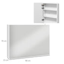 kleankin Wall Mounted Bathroom Storage Cupboard with Mirror, LED Light, USB