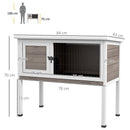 Pawhut Large Elevated Indoor Outdoor Wooden Rabbit Hutch w/ Asphalt Roof, Tray