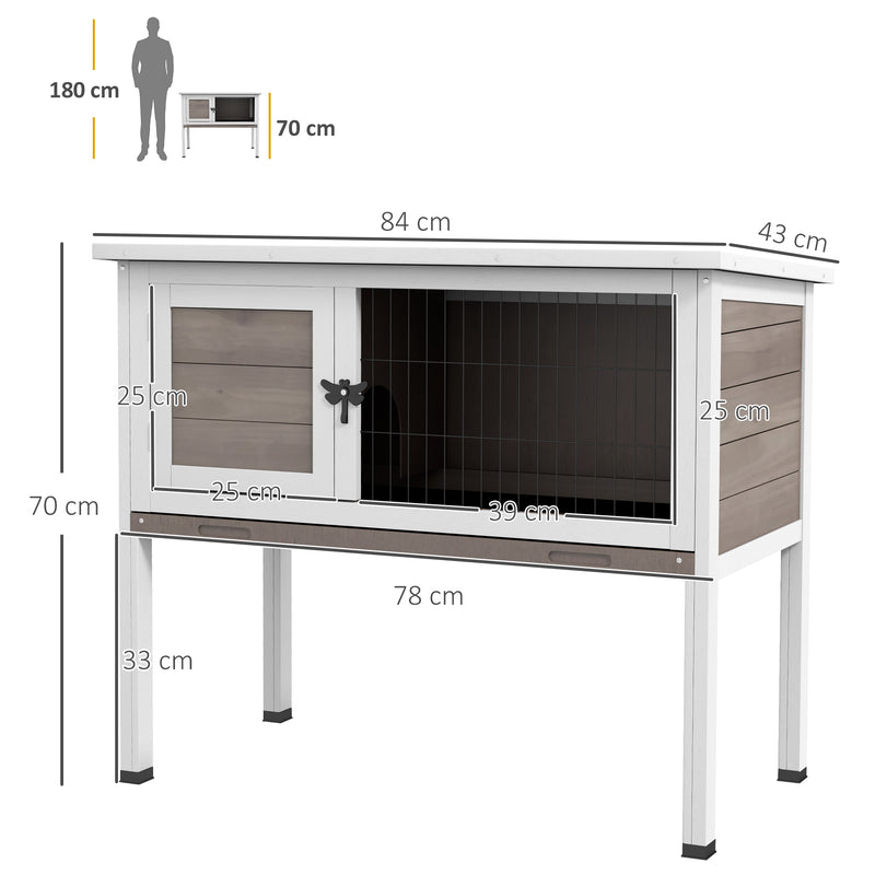 Pawhut Large Elevated Indoor Outdoor Wooden Rabbit Hutch w/ Asphalt Roof, Tray