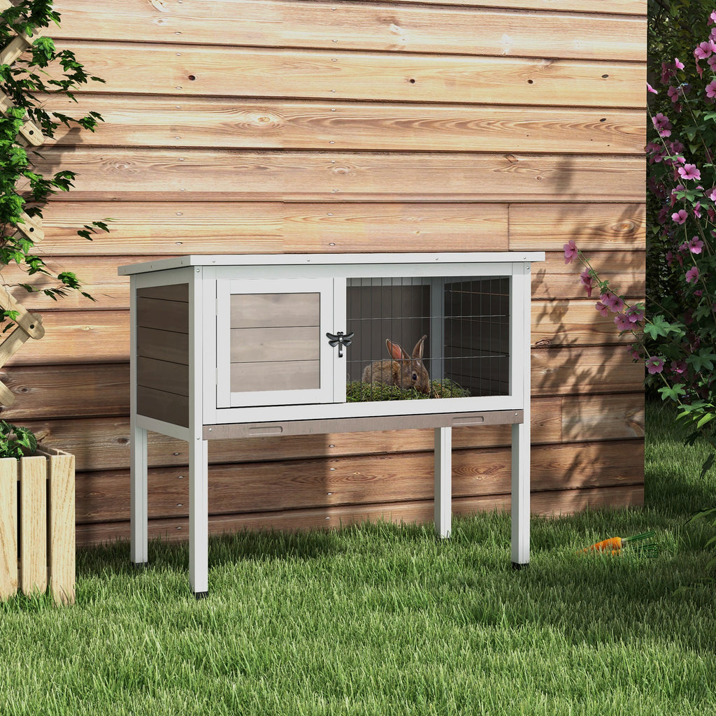 Real Rabbit Hutch Pawhut Large Elevated Indoor Outdoor Wooden Rabbit Hutch w/ Asphalt Ro