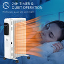 HOMCOM 2180W 9 Fin White Oil Filled Radiator, Portable Heater w/ Timer & Remote Control