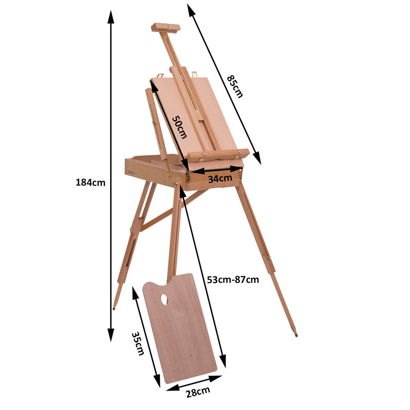 Homcom, Wooden Art Easel Tripod Sketch Artist Painters Craft Portable Folding Drawing Board