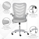 Vinsetto Mesh Office Chair for Home Swivel Task Desk Chair with Lumbar Back Support Flip-Up Arm Adjustable Height Grey Computer w/