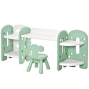 HOMCOM Childrens Table and Chair Set Adjustable – Green & White