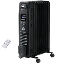 HOMCOM 2180W Black Oil Filled Radiator, 9 Fin Portable Heater w/ Timer Remote Control