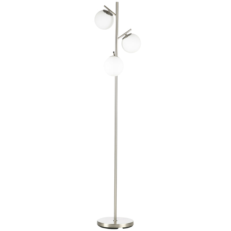 HOMCOM Modern Tree Floor Lamp with 3 Light, for Living Room Bedroom, Silver
