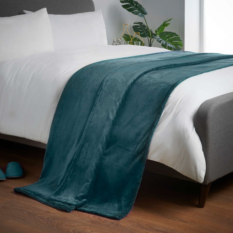Lewis's Super Soft Flannel Throw - Teal