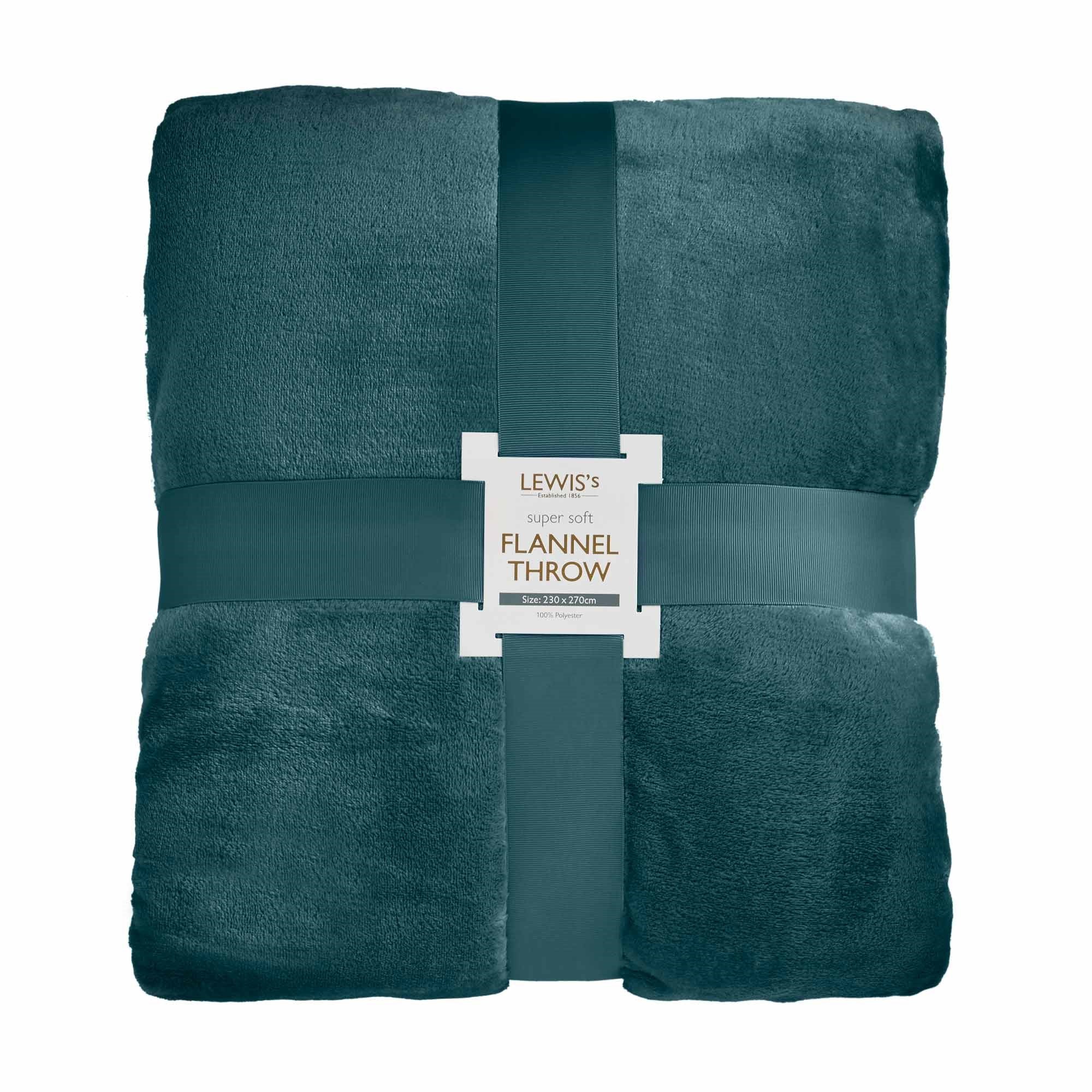 Lustersoft Throw Lewis's Super Soft Flannel Throw - Teal