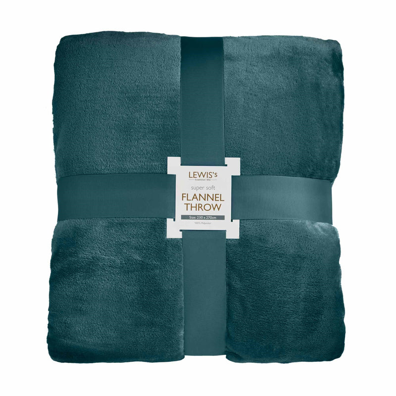 Lewis's Super Soft Flannel Throw - Teal