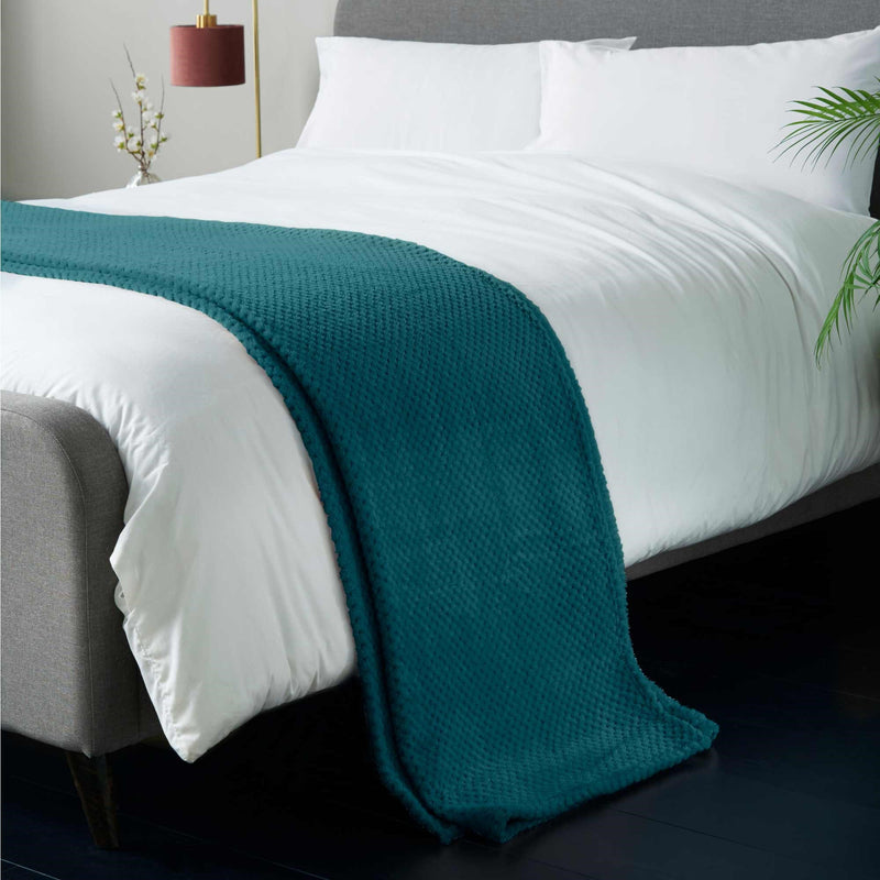 Lewis's Super Soft Waffle Throw - Teal
