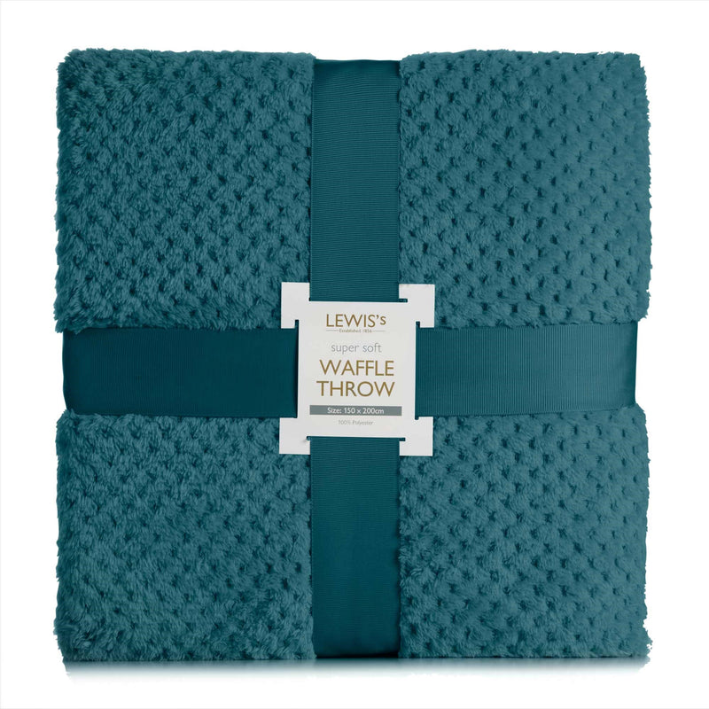 Lewis's Super Soft Waffle Throw - Teal