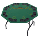 HOMCOM 8 Player Folding Games Poker Table Chip Cup Holder Steel Base Felt Green