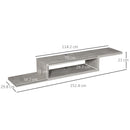 HOMCOM Floating TV Unit, Wall Mounted TV Stand With Open Shelf And 2 Cable Holes, Entertainment Unit For Living Room, Grey