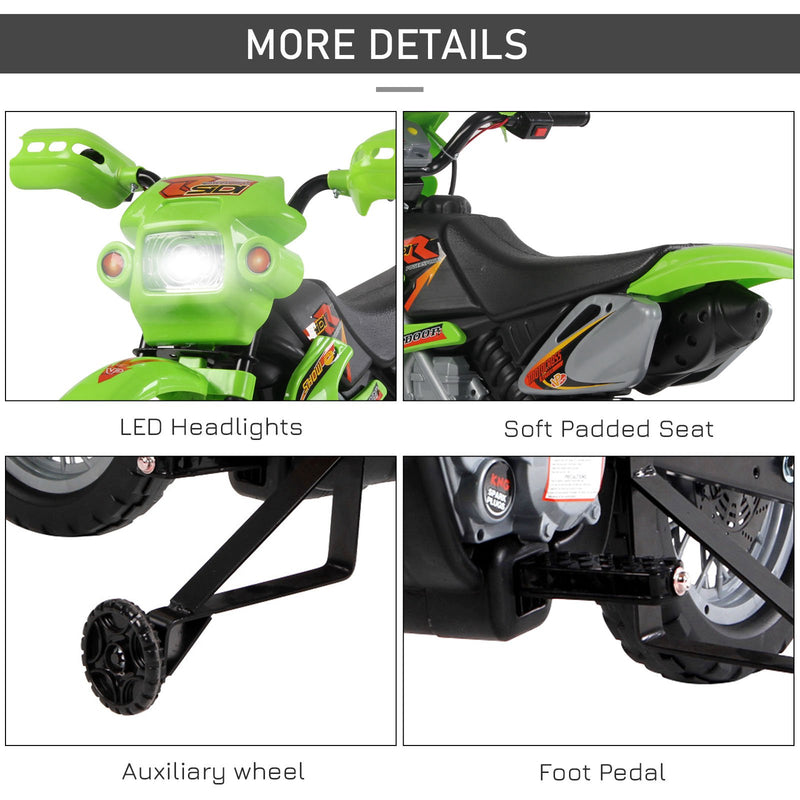 HOMCOM Kids Ride on Electric Motorcycle 6V Battery Scooter - Green