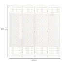 HOMCOM 4 Panel Folding Room Divider, 170cm Freestanding Privacy Screen, White