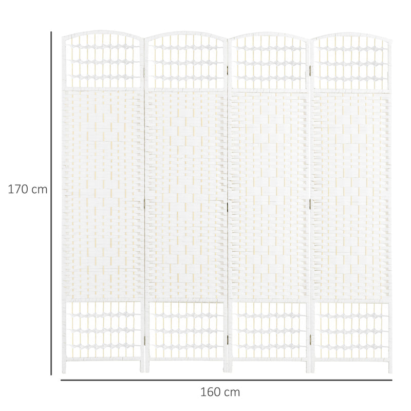HOMCOM 4 Panel Folding Room Divider, 170cm Freestanding Privacy Screen, White