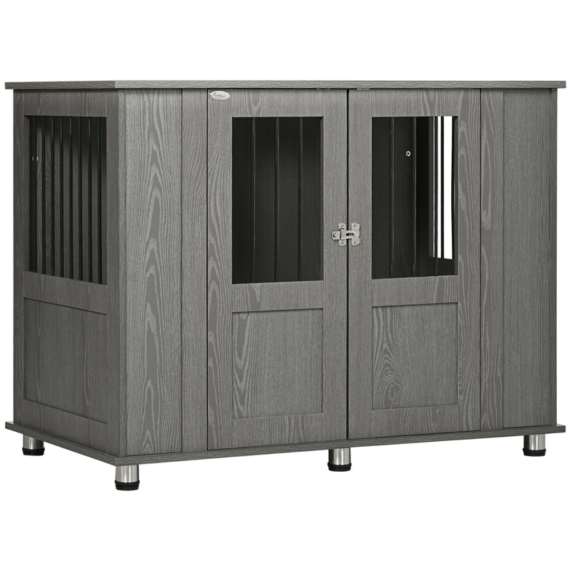 PawHut Dog Crate Kennel Cage for Extra Large Dog, Indoor End Table, Grey