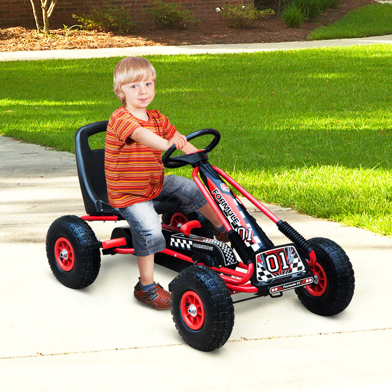 HOMCOM Kids Pedal Go Kart - Red & Black