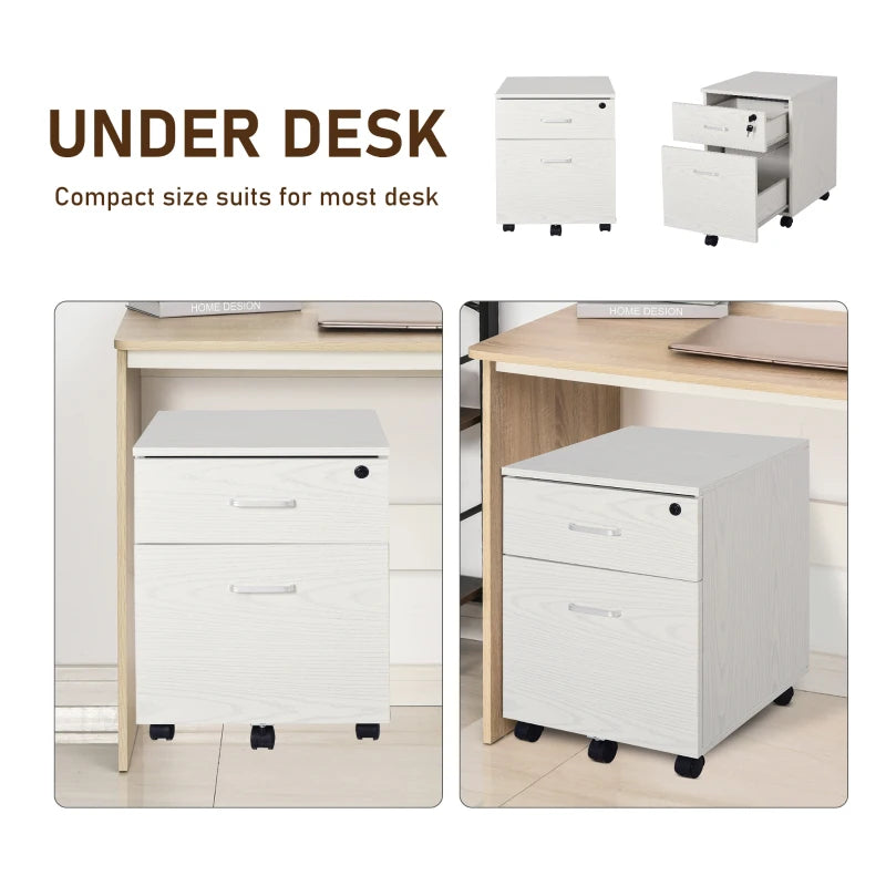 Vinsetto Filing Cabinet with 2 Drawers and Lock 40x44x55cm White