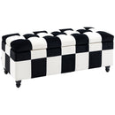 HOMCOM 114 x 47 x 47cm Velvet Storage Ottoman, Button-tufted Footstool Box