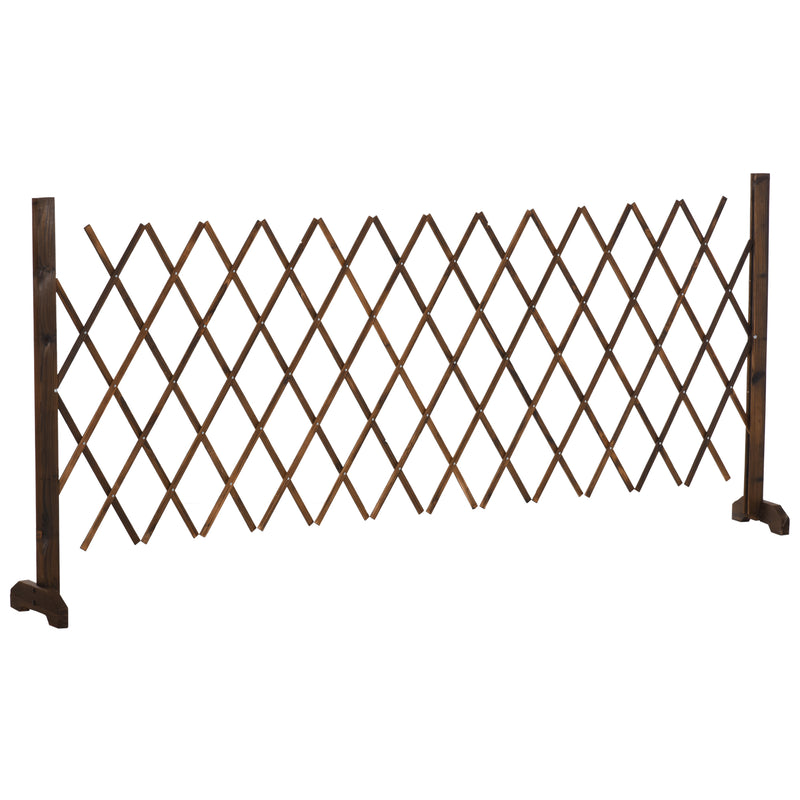 Outsunny Wooden Movable Fence Foldable Garden Screen Panel, Dark Brown
