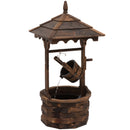Outsunny Wood Garden Wishing Well Fountain Barrel Waterfall with Pump for Garden