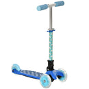 HOMCOM Childrens Foldable 3 Wheel Scooter with Flashing Lights - Blue