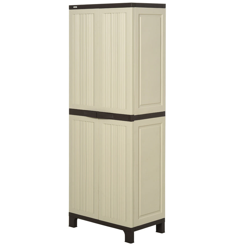Outsunny Garden Cabinet Shed, Double-Door, 65Lx37Wx172H cm - Beige