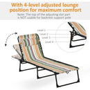 Outsunny Folding Beach Chair Chaise Lounge 4 Adjustable Positions, Multicolored