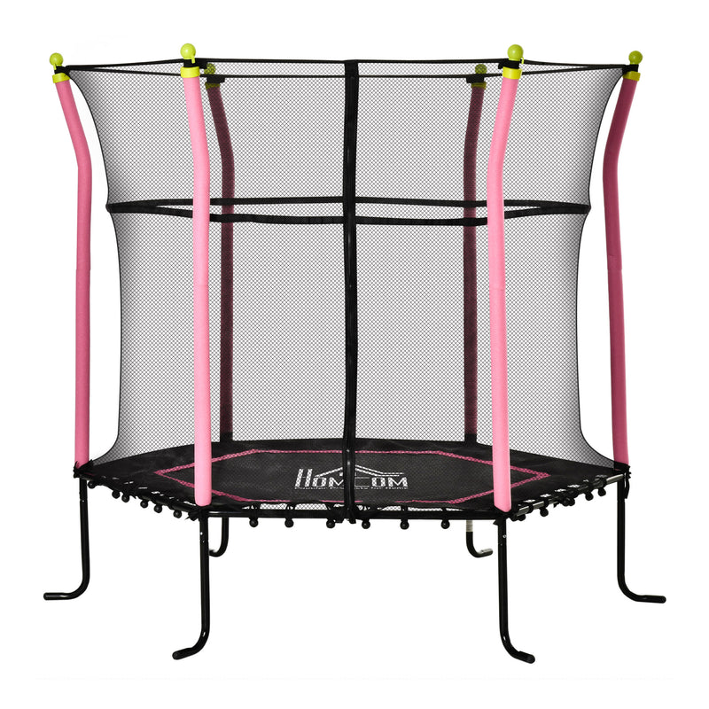 HOMCOM 5.2FT Kids Trampoline w/enclosure Indoor Outdoor for 3-10 Years - Pink