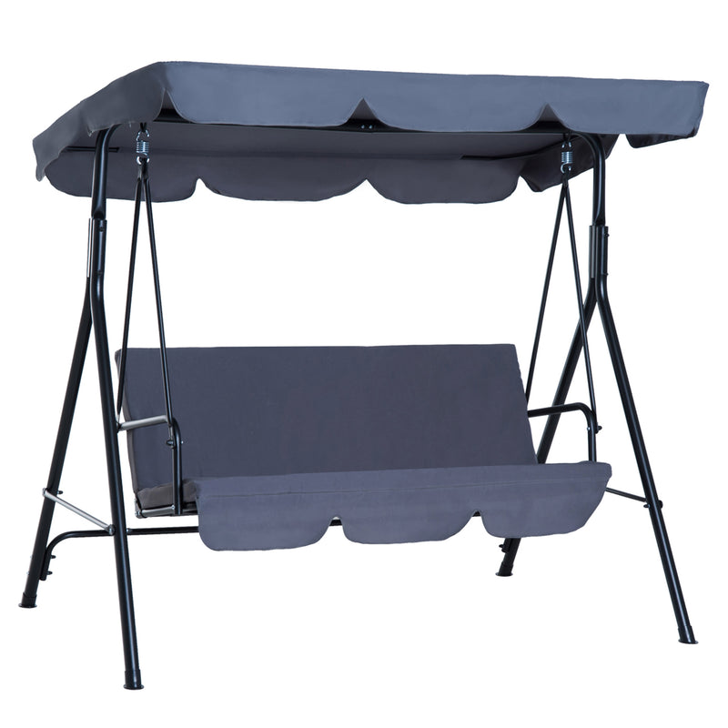 Outsunny  Metal Swing Chair 3-Seater - Grey