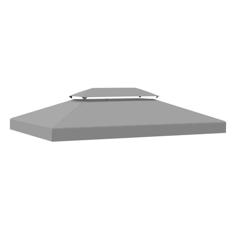 Outsunny 3x4m Gazebo Replacement Roof Canopy 2 Tier Top UV Cover Patio Grey