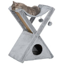 PawHut Plush Folding Cat Tree Play Rest Activity Tower w/ Scratching Post Grey