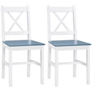 HOMCOM Dining Chairs Set of 2, Pine Wood Frame, Cross Back for Kitchen White