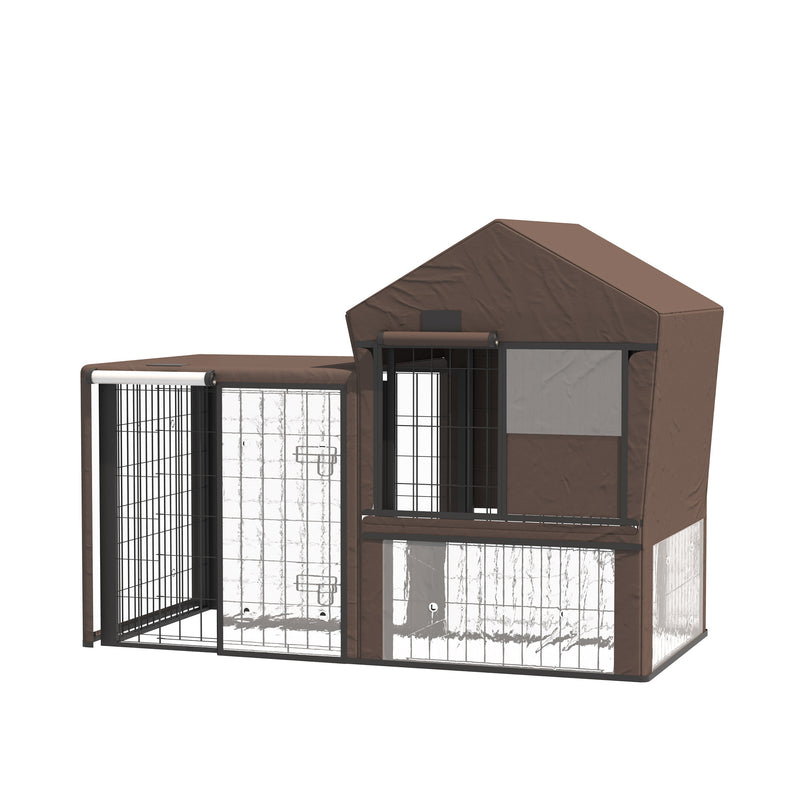 Pawhut Rabbit Hutch Cover  Brown