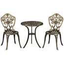 Outsunny 3 Piece Cast Aluminium Bistro Set W/ Parasol Hole For Balcony, Patio