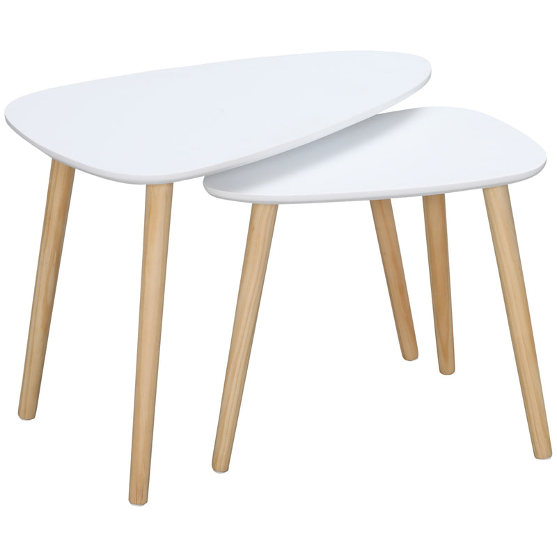 HOMCOM Side Table Set of 2, Modern End Coffee Bedside Tables White Natural