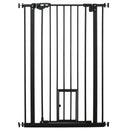 PawHut Extra Tall Dog Gate with Cat Door Auto Close for Stairs 74-80 cm Wide