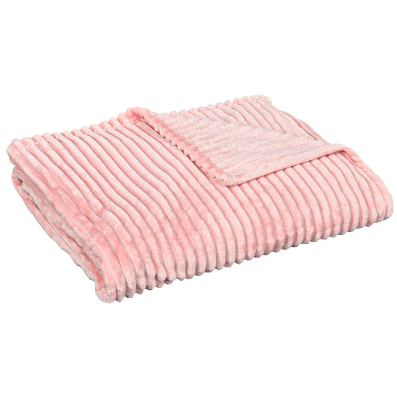 HOMCOM Flannel Fleece Blanket Double Size Throw Blanket for Bed 203x152cm Pink