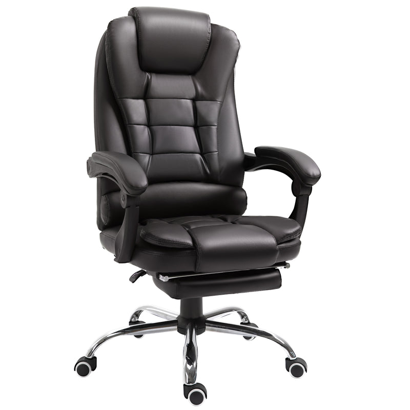 HOMCOM PU Leather Executive Office Chair with Retractable Footrest, Brown