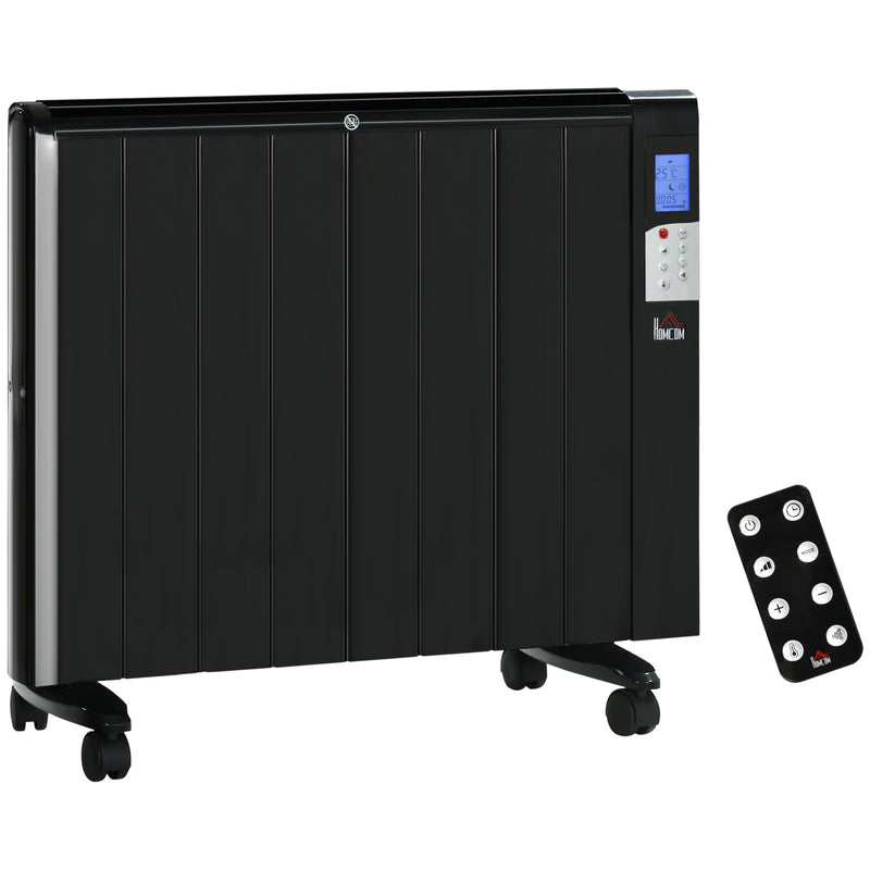 HOMCOM Convector Radiator Panel Space Heater Freestanding / Wall-mounted Black