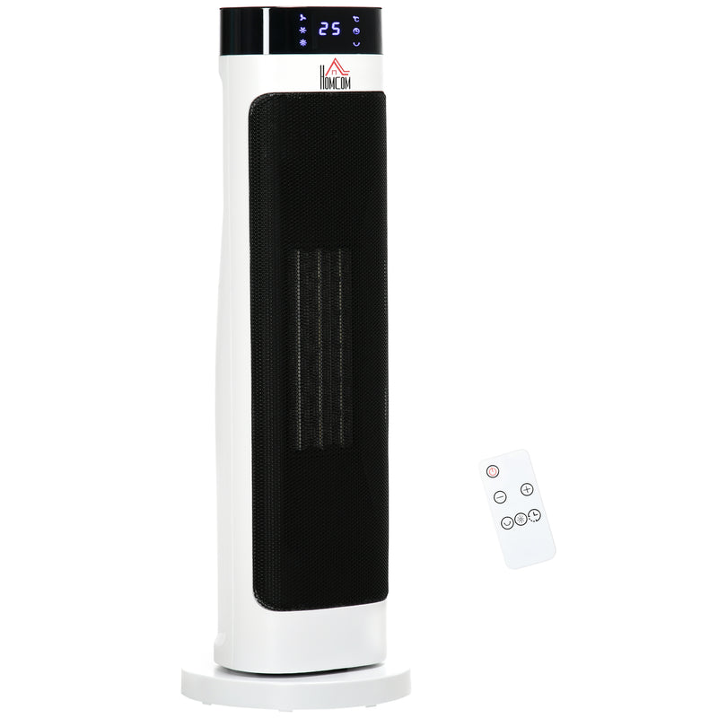 HOMCOM Freestanding Ceramic Space Heater Fan Heater w/ 3 Heat Settings, Black