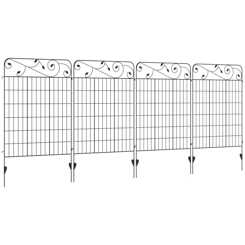 Outsunny Decorative Garden Fencing 4PCs 43in x 11.5ft Metal Border Edging