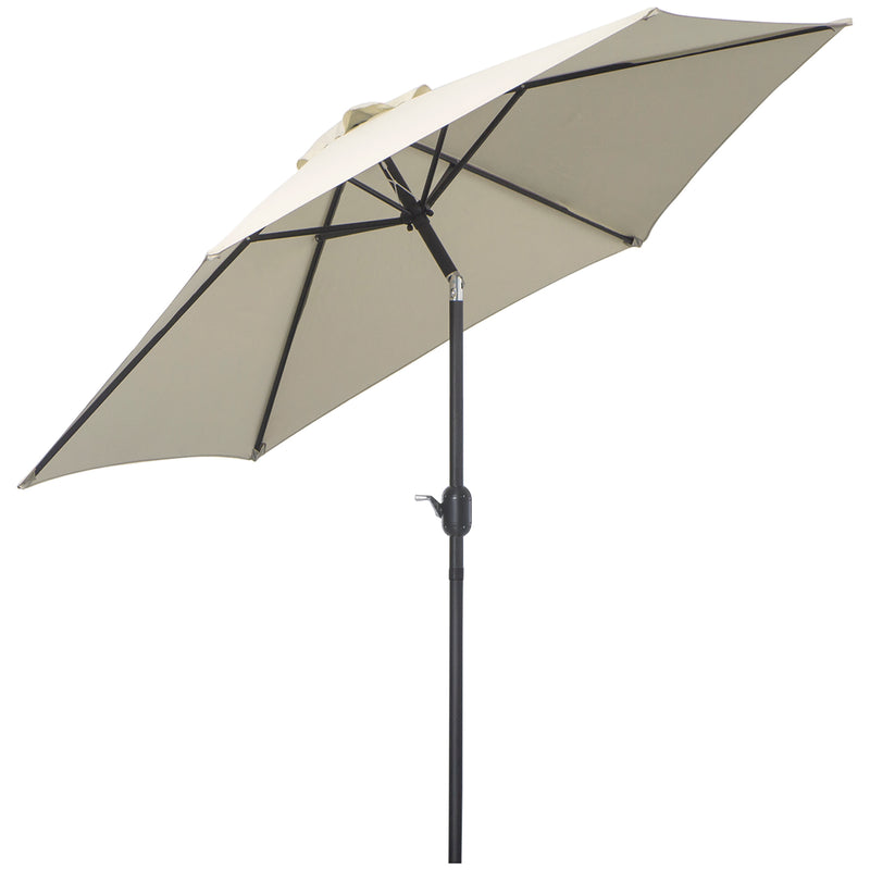 Outsunny Patio Umbrella Parasol Sun Shade Garden Aluminium Cream White 2.7M