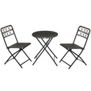 Outsunny 3 PCS Folding Rattan Wicker Bistro Set, Coffee Table Set, Grey