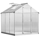 Outsunny 6x6ft Aluminium Greenhouse with/ Door Window Galvanized Base PC Panel
