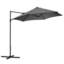 Outsunny 2.5M Offset Roma Patio Umbrella W/ 360° Rotation and Base, Dark Grey