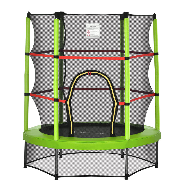 HOMCOM Kids Trampoline Mini Bouncer w/ Enclosure Net for 3-6 Years Green