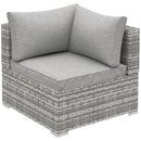 Outsunny Rattan Corner Sofa Garden Rattan Furniture Single Sofa Chair Light Grey