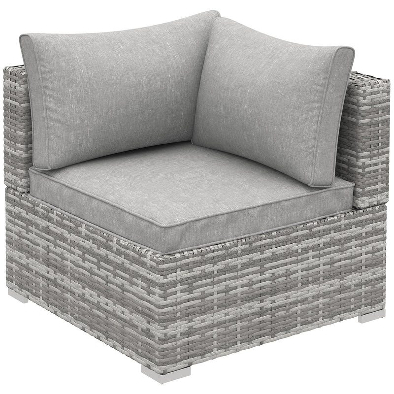 Outsunny Rattan Corner Sofa Garden Rattan Furniture Single Sofa Chair Light Grey